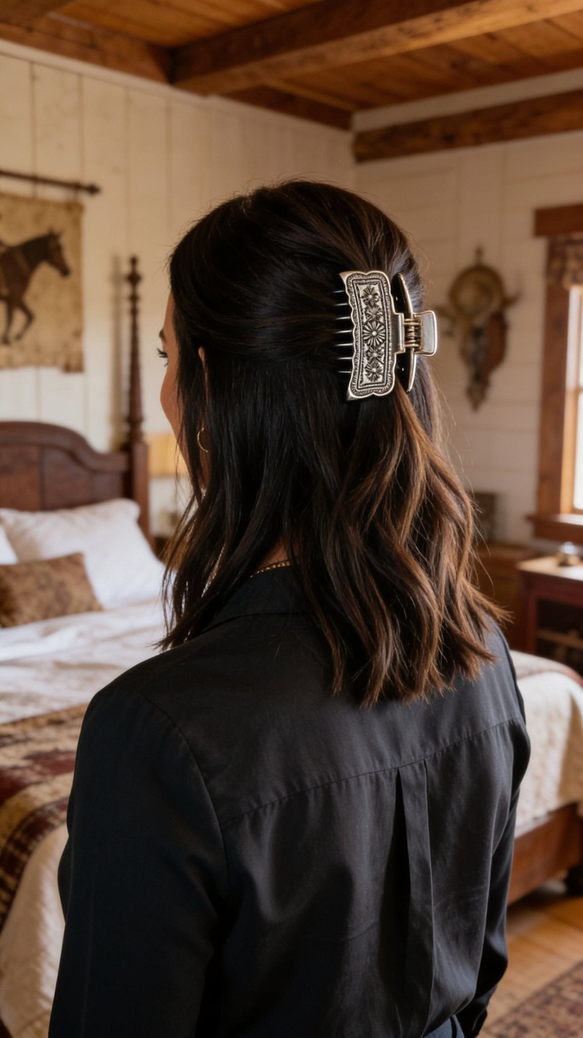 Western Faux Silver Claw Clip — Large 4.5"