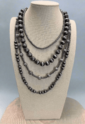 Faux Sterling Pearl Layered Necklace Set — 4-Piece Burnished Silver Western Layering Set (16" / 18" / 20" / 22")