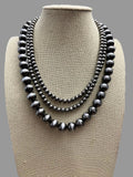 Desert Dreamer 3-Strand Western Faux Sterling Pearl Necklace — Single-Clasp Layered Look
