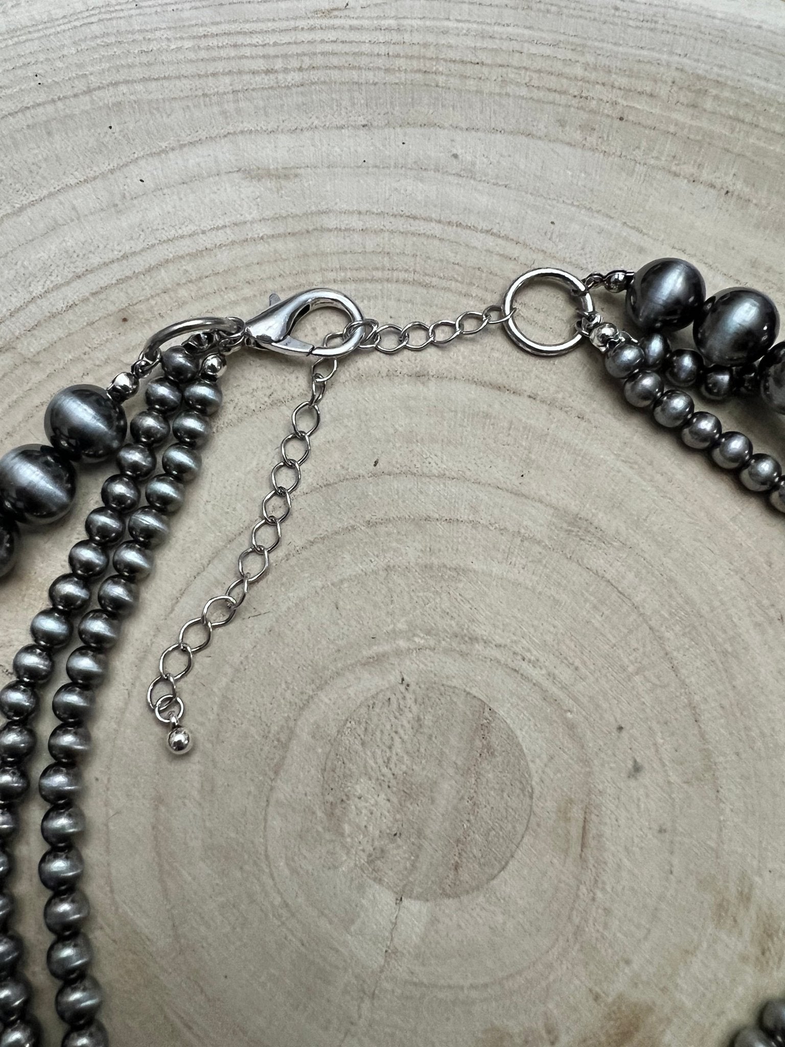Desert Dreamer 3-Strand Western Faux Sterling Pearl Necklace — Single-Clasp Layered Look